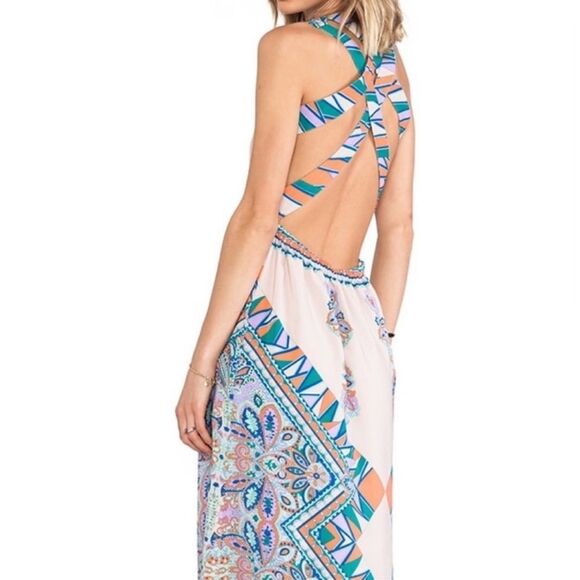 REVOLVE Lovers + Friends Blush Lilac Kitty Cat Cutout Criss Cross Slip Maxi - Picture 3 of 14